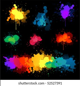 Paint splats on black background