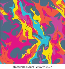 Paint Splats pattern in neon colors with blue background