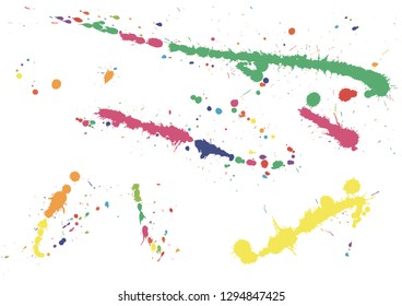 Paint splatter background. Black ink splash background, isolated on white. dirt splat, spray texture, watercolor dust drop. Vector illustration