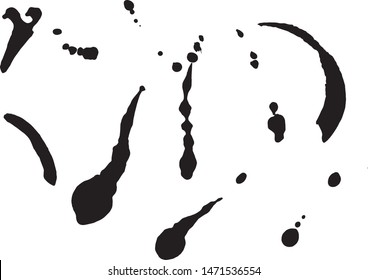 Paint splatter background. Black ink splash background, isolated on white. dirt splat, spray texture, watercolor dust drop. Vector illustration