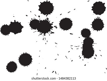 Paint splatter background. Black ink splash background, isolated on white. dirt splat, spray texture, watercolor dust drop. Vector illustration