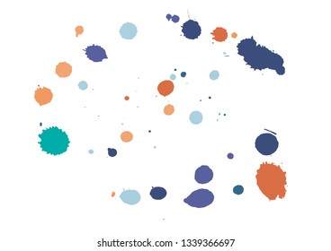 Paint splatter background. blue ink splash background, isolated on white. dirt splat, spray texture, watercolor dust drop. Vector illustration