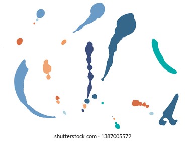Paint splatter background. blue ink splash background, isolated on white. dirt splat, spray texture, watercolor dust drop. Vector illustration