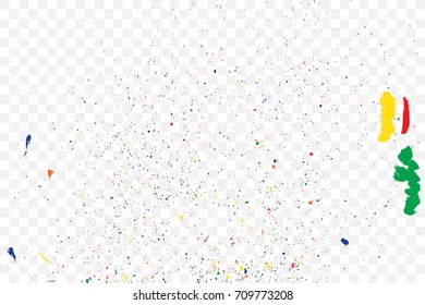 Paint splatter background. Colourful explosion of paints. Grainy textured holiday birthday design for greeting cards and craft paper template visuals. Vector.