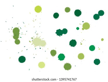 Paint splatter background. Green ink splash background, isolated on white. cocktail splat, spray texture, watercolor dust drop. Vector illustration