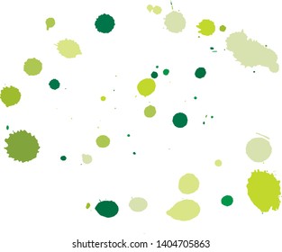 Paint splatter background. Green ink splash background, isolated on white. cocktail splat, spray texture, watercolor dust drop. Vector illustration