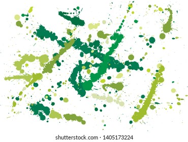 Paint splatter background. Green ink splash background, isolated on white. cocktail splat, spray texture, watercolor dust drop. Vector illustration