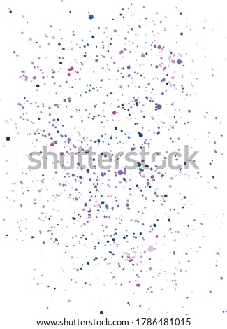 Paint splatter background, handmade transparent backdrop. Colorful watercolor spatter, spots, dots, splashing in different sizes. Use for overlay, texture or montage. Abstract vector illustration.
