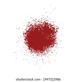 Pintar el fondo de la bandeja. pintura de sangre roja, salpicaduras de tinta, brochas de tinta, manchas de manchas. fondo de manchas de tinta roja, aislado en blanco. Ilustración del vector