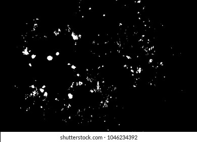 Paint splatter background. White on black explosion of paints. Grainy textured design for craft paper art effect template visuals. Vector.
