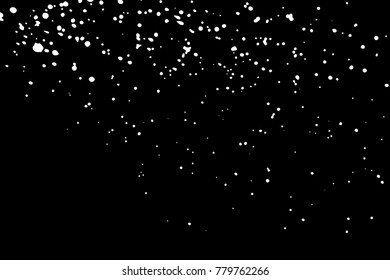 Paint splatter background. White on black explosion of paints. Grainy textured design for craft paper art effect template visuals. Vector.