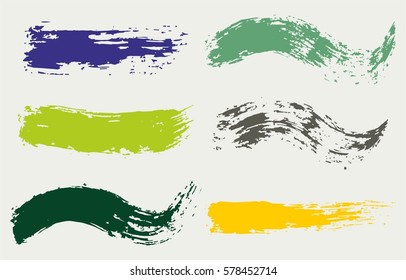 Paint splatter banner set. Hand drawn paintbrush stroke. Vector.