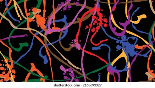 Paint splatter colorful seamless pattern. Vector illustration