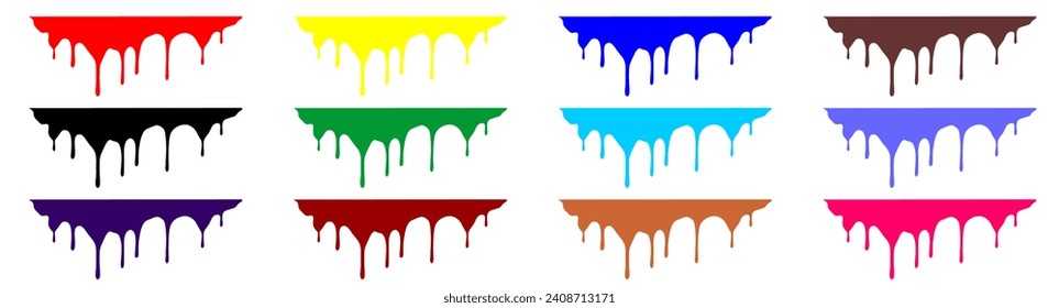 Farbige Schmutzspritzer. Runde Splash flache Kollektion, Verschiedene Splash und Tropfen, Cartoon Spatter. Farbige Farbensammlung