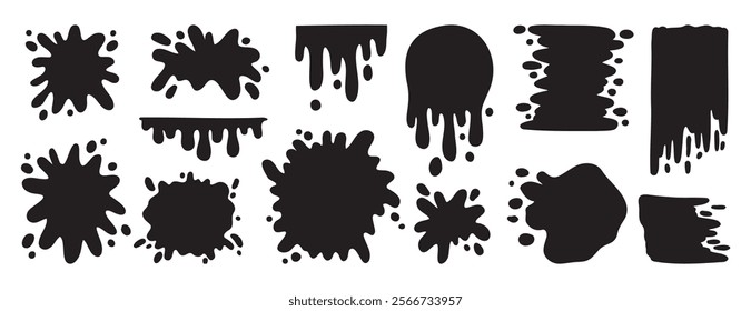 paint splatter and different blob splash shapes doodle hand drawn icon. paint splatter and different blob splash shapes element. Vector illustration