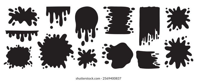 paint splatter and different blob splash shapes doodle hand drawn icon. paint splatter and different blob splash shapes element. Vector illustration