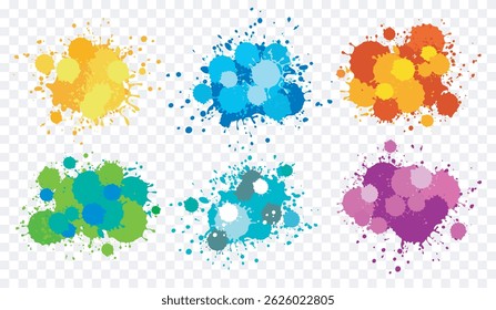 Paint splatter drops. Colorful ink spray, bright paint blots, abstract paint splashes flat vector illustration set. Paint splash isolated on white background. Splash splatter abstract shape.