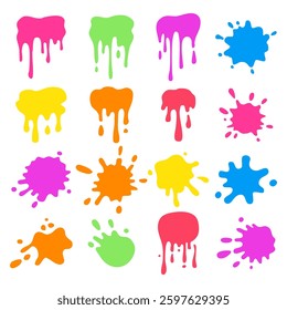 Paint Splatter Flat Vector Set