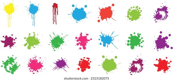 Paint splatter l set. Round splash flat collection, decorative shapes liquids.vector eps10