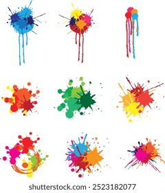 Paint splatter l set. Round splash flat collection, decorative shapes liquids.vector eps10