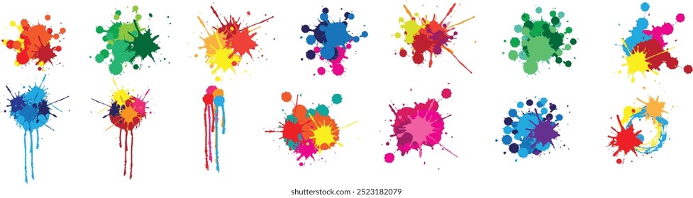Paint splatter l set. Round splash flat collection, decorative shapes liquids.vector eps10