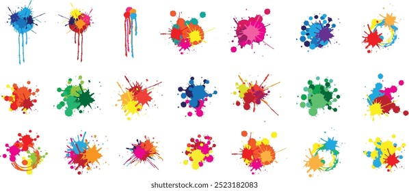 Paint splatter l set. Round splash flat collection, decorative shapes liquids.vector eps10