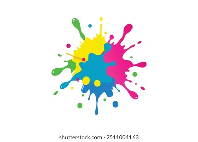 pintura splatter verde rosa azul amarelo vetor ilustração.