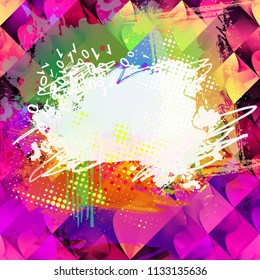 Paint splatter texture on geometric background. Design element. Vector illustration,eps 10.