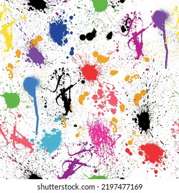 Paint splatters, seamless paint splatter pattern