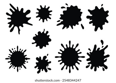 
Paint Splatters set silhouettes isolated flat vector illustration on white background