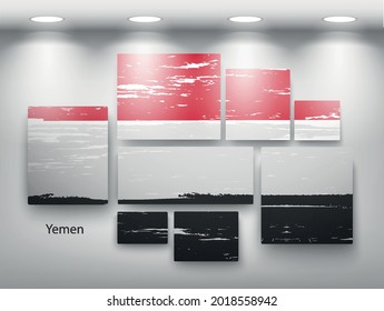 mancha de pintura de la bandera en la pared Yemen