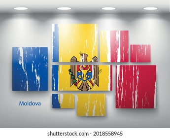 paint spot of flag on the wall Moldova