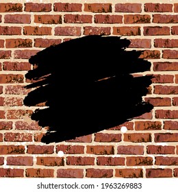 Paint spot on brick wall vector illustration background. Grunge textured backdrop for lettering, graffiti, poster, banner, sale.