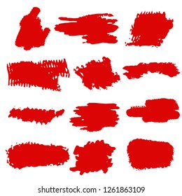 Paint spots, brush strokes set. Sketch, hand drawn isolated on white background