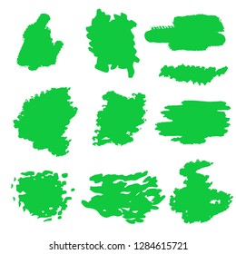 Paint spots, brush strokes set. Sketch, hand drawn isolated on white background
