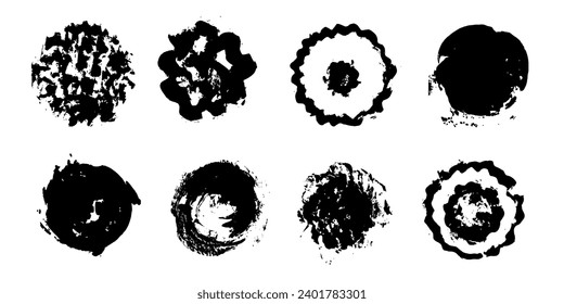 Paint spots circle shape texture vector isolated design element set