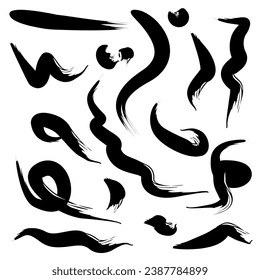 Paint spots and strokes on white background art decor design 