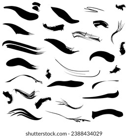 Paint spots and strokes on white background art decor design 