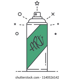 Paint spray can vector with small elements around. Graffiti spray illustration.