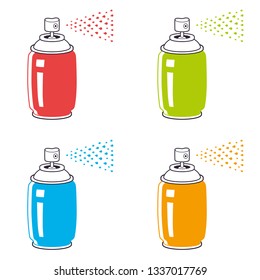 Paint spray cans isolated graffiti colors