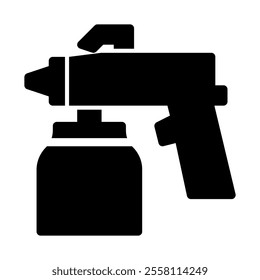 Paint spray gun icon solid style transparent
