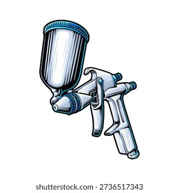 Paint Spray Gun Tool Vector Illustration Isolated on White Background