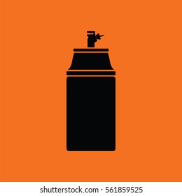 Paint spray icon. Orange background with black. Vector illustration.