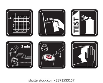 Conjunto de iconos de instrucciones de pintura con spray