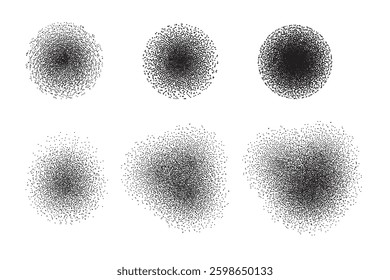 Paint spray noise of grains or brush dust and black sand particles, vector abstract shape effect. Wavy spray paint in graffiti ink style with grainy noise texture of black dots and rough dust. EPS