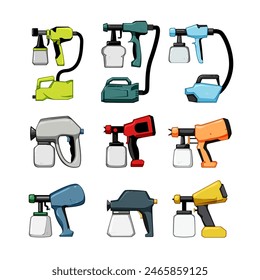 paint sprayer set cartoon. drip logo, body car, auto industry paint sprayer sign. isolated symbol vector illustration