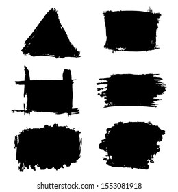 Paint stains backgrounds, triangle, square, black vector illustration for design and decoration