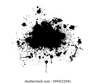 La pintura mancha el fondo de la mancha negra. Elemento Grunge Design. Brotes de pincel. Ilustración del vector