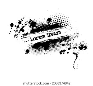 Paint stains black blotch background. Grunge Design Element. Brush Strokes. Frame for text. Vector illustration