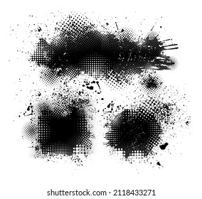 Paint stains black blotch background. Grunge Design Elements. Brush Strokes. Frame for text. Vector illustration
